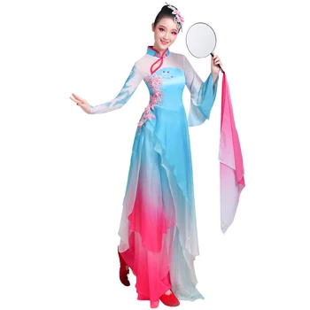 Hanfu naiste klassikalise tantsu kostüüm tulemuslikkuse naissoost fänn tants Hiina stiilis Hantang kaasaegne tants Yangko kleit komplekt