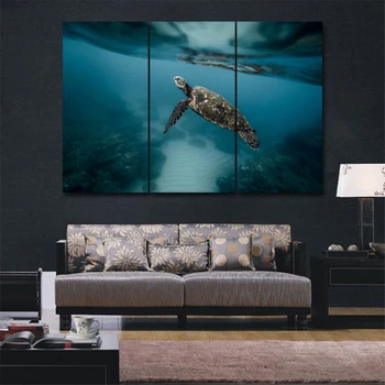 Tumesinine merikilpkonn 3 tk HD Lõuendile Maali Kaasaegse Kodu Kaunistamiseks elutuba Lõuend Print Maali Seina Decor Pilt