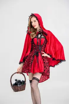 Täiskasvanud Naiste Sexy Little Red Riding Hood Kostüüm Halloween Fantasia Kostüüm Pool Muinasjutt Cosplay Varustus